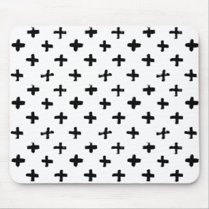 Black Ink Stoke Cross Pattern Mouse Pad