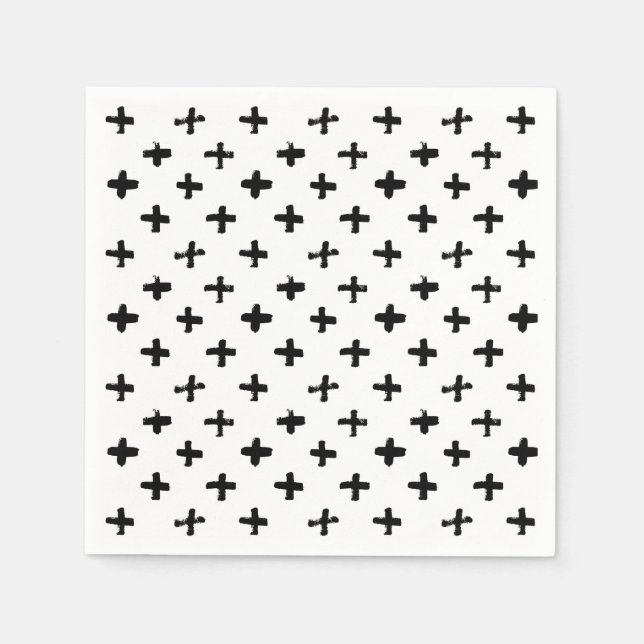 Black Ink Stoke Cross Pattern Napkin (Front)