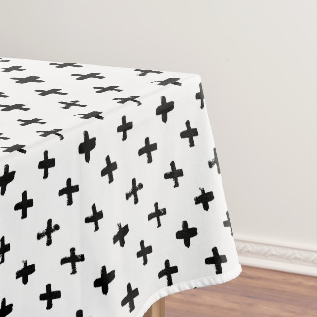 Black Ink Stoke Cross Pattern Tablecloth (In Situ)