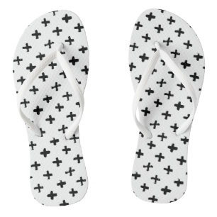 Black Ink Stoke Cross Pattern Thongs