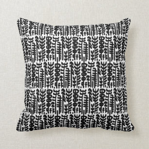 Black Ink Stroke Tree Pattern Cushion