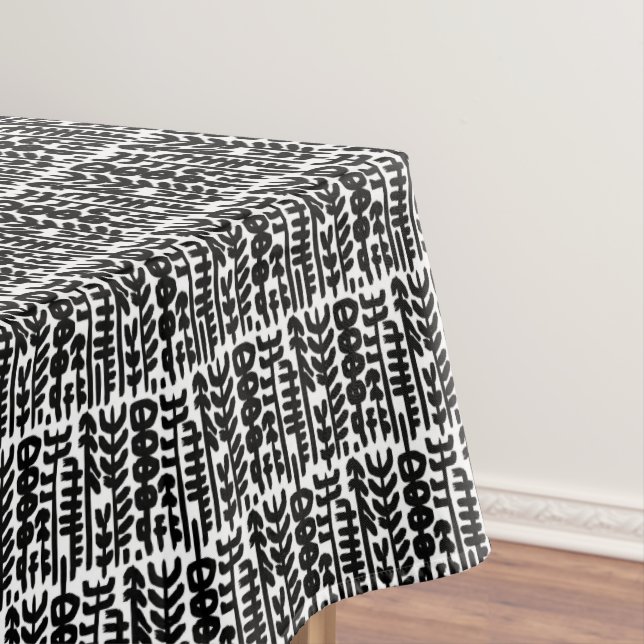 Black Ink Stroke Tree Pattern Tablecloth (In Situ)