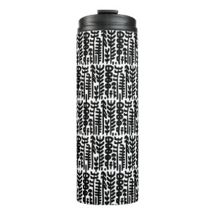 Black Ink Stroke Tree Pattern Thermal Tumbler