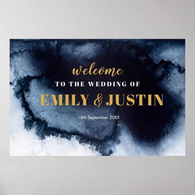 Black Ink Watercolor welcome wedding banner Poster (Front)