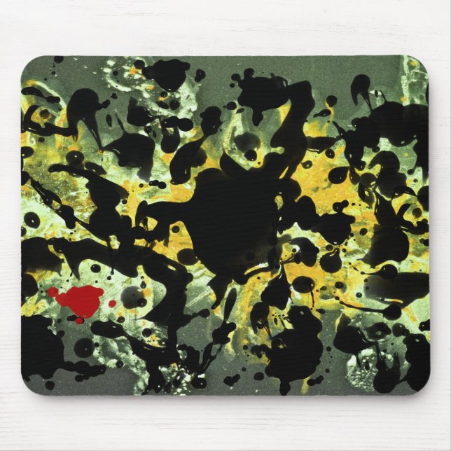 BLACK INK | yellow splatter Mouse Pad (Front)