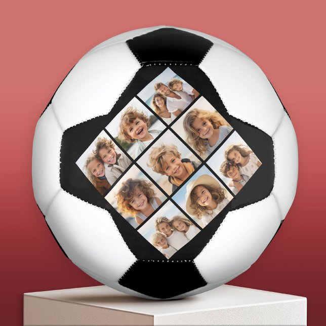 Black Instagram Photo Collage with 9 square photos Soccer Ball (Custom Soccer Ball)