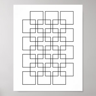 Black Interlocking Squares Geometric Print
