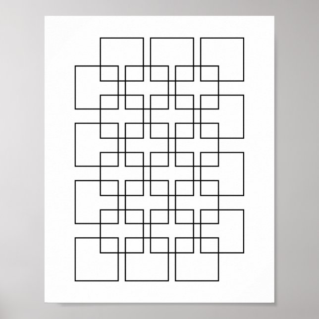 Black Interlocking Squares Geometric Print (Front)