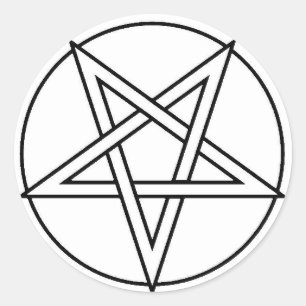 Black Inverted Pentacle Classic Round Sticker