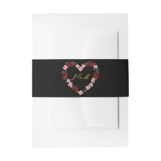 Black invitation belt with a pink heart belly band