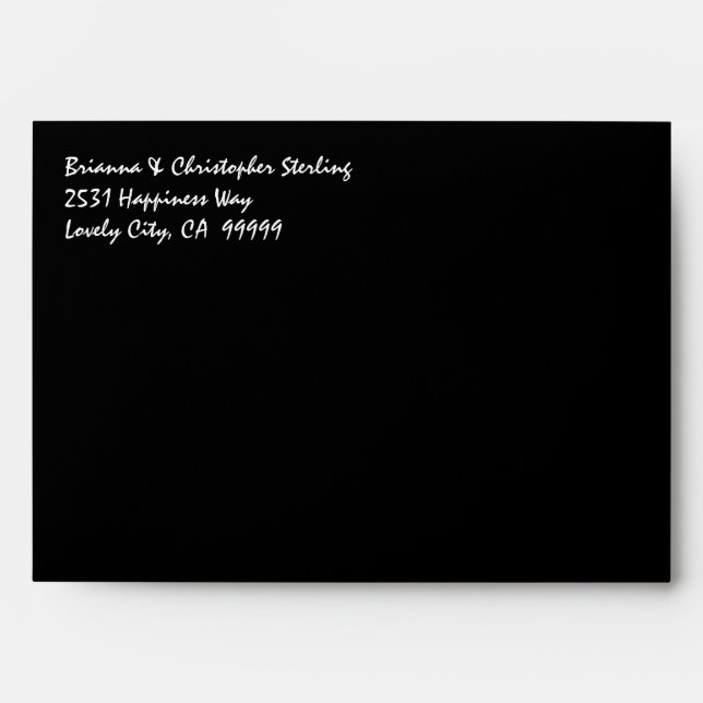 Black Invitation Envelopes Pink and Black Damask (Front)