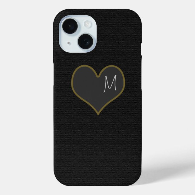 black iPhone 7 with a grey heart personalised Case-Mate iPhone Case (Back)