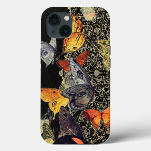BLACK iPhone iPad case BUTTERFLIES AND LACE DESIGN