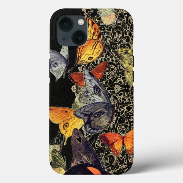 BLACK iPhone iPad case BUTTERFLIES AND LACE DESIGN (Back)
