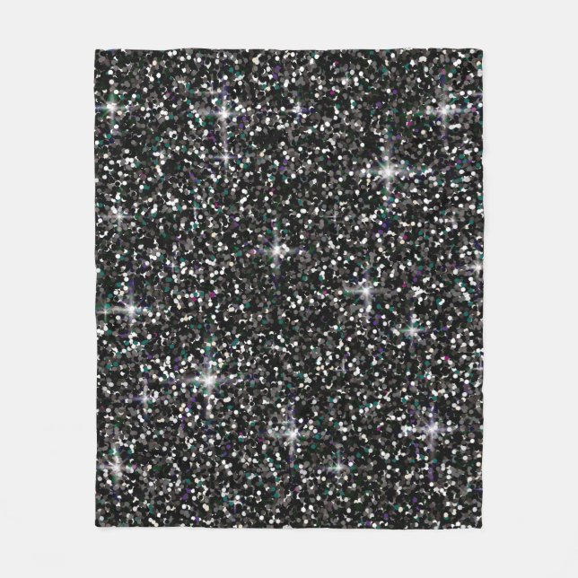 Black iridescent glitter fleece blanket (Front)