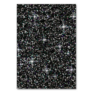 Black iridescent glitter table number