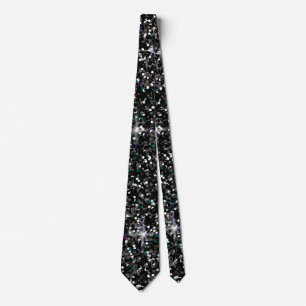 Black iridescent glitter tie