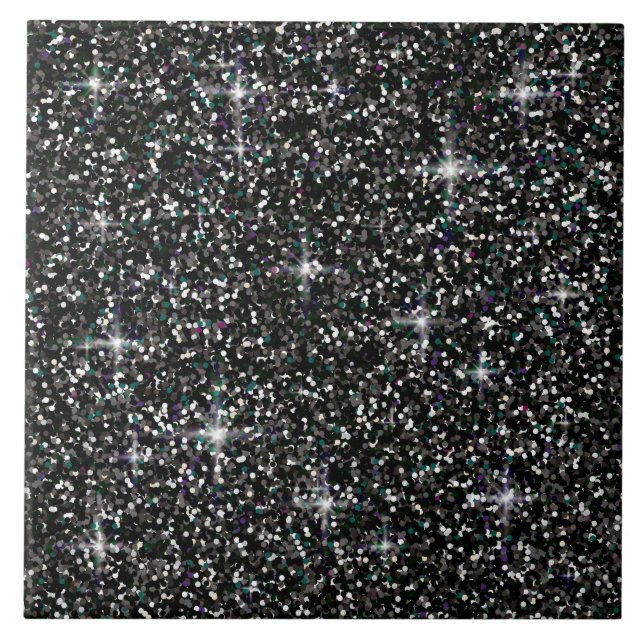 Black iridescent glitter tile (Front)