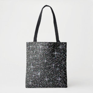 Black iridescent glitter tote bag