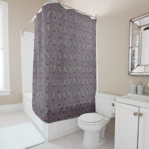 Black Iris on an antique tapestry Shower Curtain