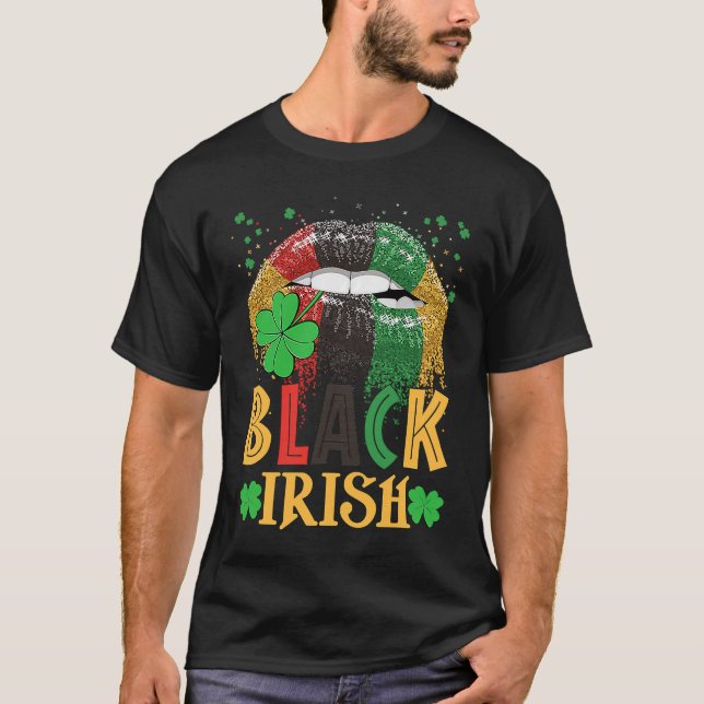 Black Irish Dripping Lips African American St Patr T-Shirt (Front)