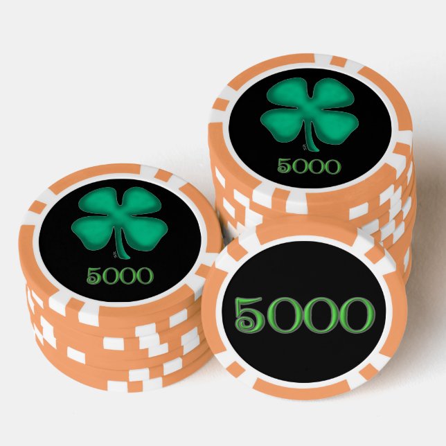 Black Irish orange 5000 striped poker chip (Stack)