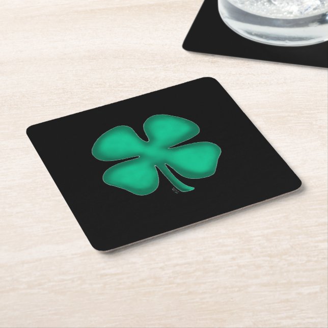 Black Irish paper drink coasters (Angled)