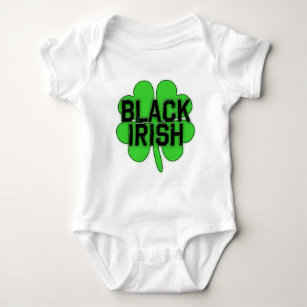 Black Irish with Big Shamrock for St Patricks Day Baby Bodysuit