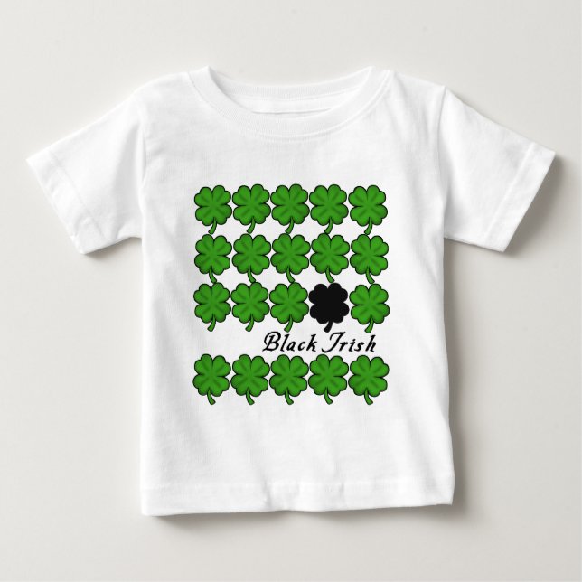Black Irish With Lots of Shamrocks Baby T-Shirt (Front)