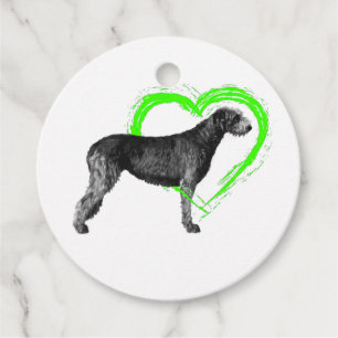 Black Irish Wolfhound With Green Heart Favour Tag