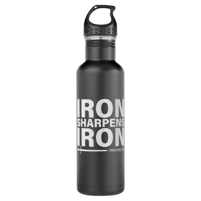 Black Iron Sharpens Iron - Water Bottle (Front)