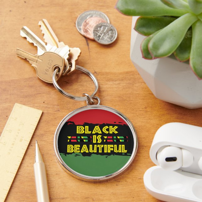 Black Is Beautiful Keychain - Elegant Keyring Gift (Desk)