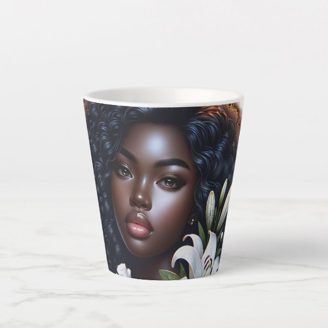 Black Is Beautiful Teacup Latte Mug (Front)