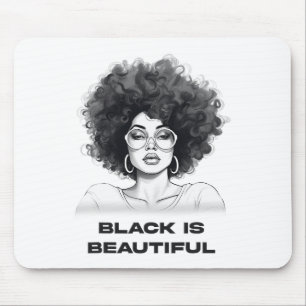 Black Is Beautiful Woman Black Afro Girl Natural H Mouse Pad