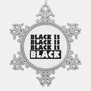 Black Is Black Snowflake Pewter Christmas Ornament