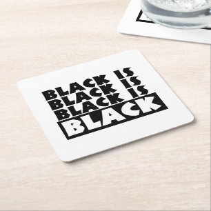 Black Is Black Square Paper Coaster