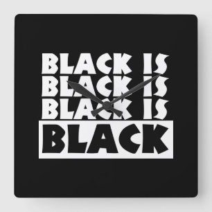 Black Is Black Square Wall Clock