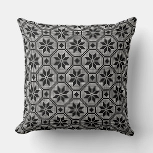Black Isolated lace cross-stitch fabric texture Cushion
