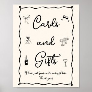 Black Italian Bridal Shower Card & Gifts Poster