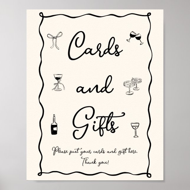 Black Italian Bridal Shower Card & Gifts Poster (Front)
