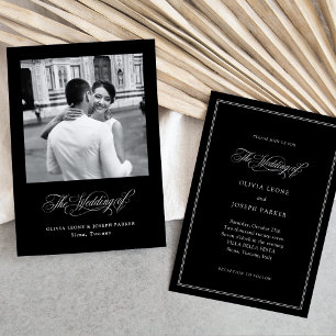Black Italian Elegance Photo Wedding Invitation