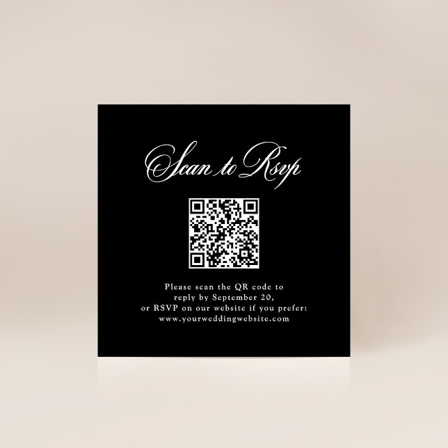 Black Italian Elegance | RSVP with QR Code Enclosure Card (Creator Uploaded)