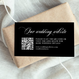 Black Italian Elegance Wedding Website QR Code Enclosure Card