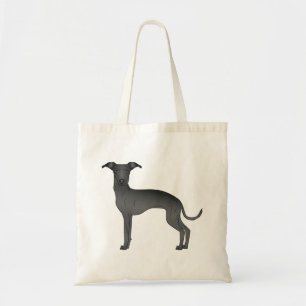 Black Italian Greyhound Cartoon Dog Illustration Tote Bag