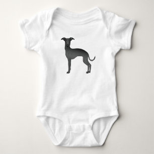 Black Italian Greyhound Cute Cartoon Dog Baby Bodysuit
