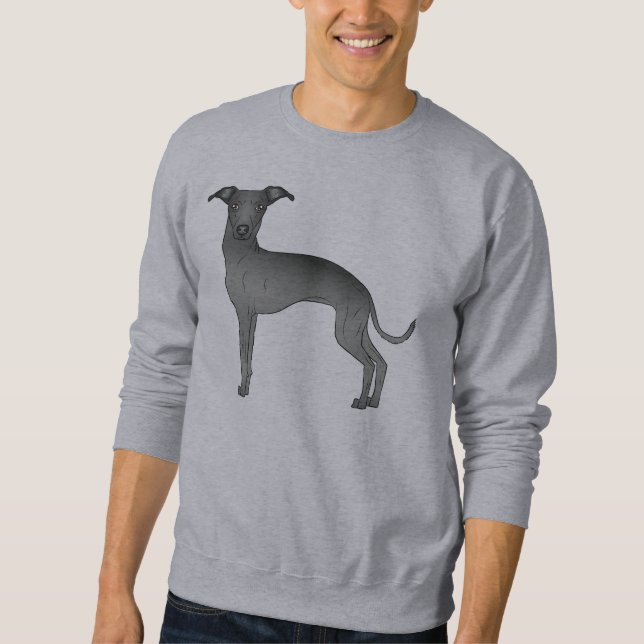 Black Italian Greyhound Cute Cartoon Dog Sweatshirt (Front)
