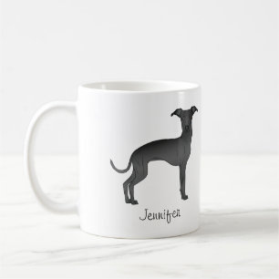 Black Italian Greyhound Cute Cartoon Dog With Name Coffee Mug