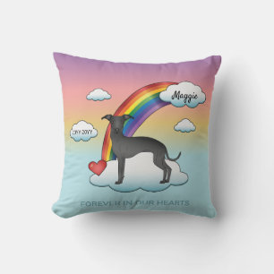 Black Italian Greyhound Cute Dog Rainbow Memorial Cushion