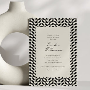 Black Ivory Art Deco Geometric Bridal Shower  Invitation