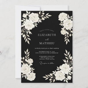 Black Ivory Blossom Wedding Invitation